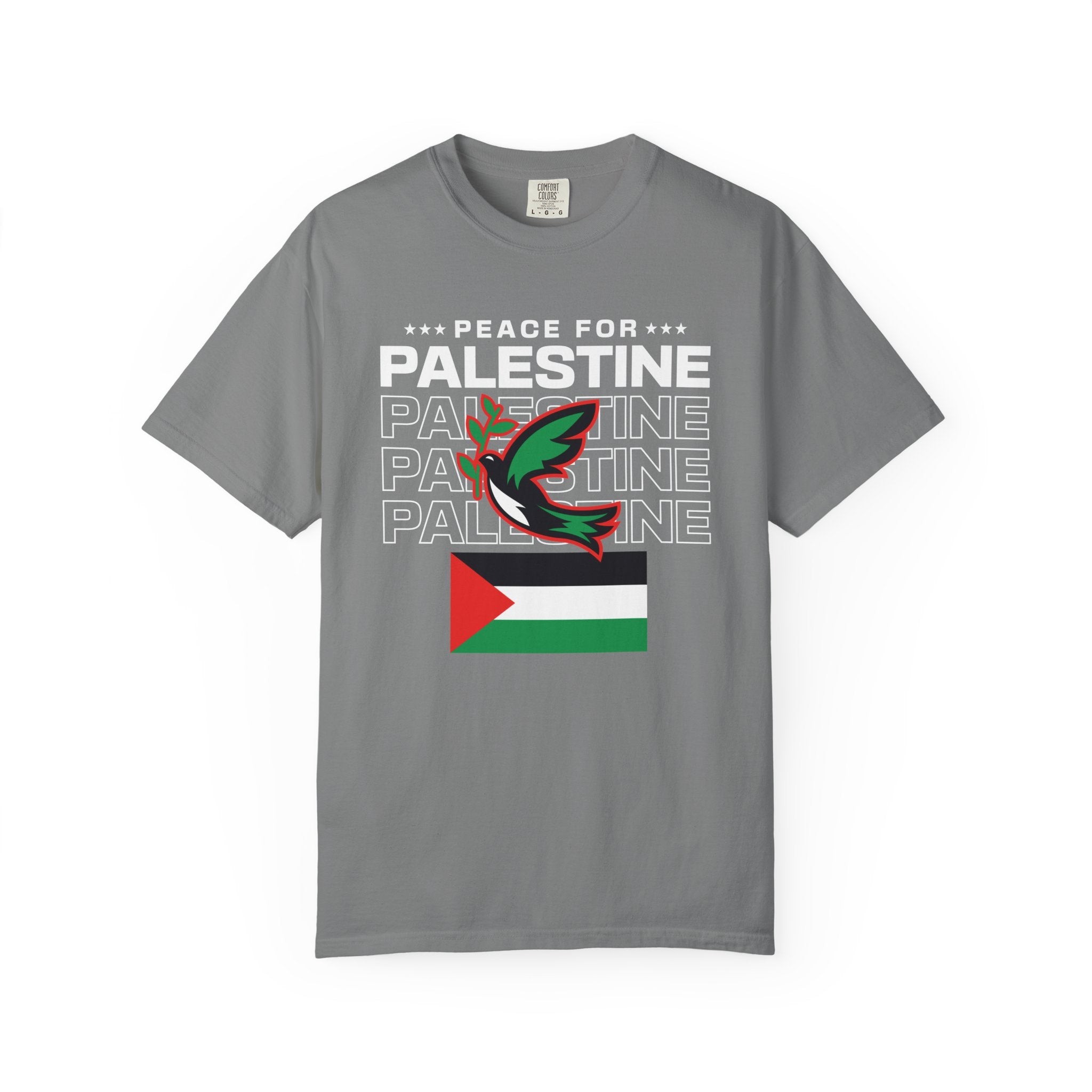 Peace for Palestine Unisex Garment-Dyed T-Shirt - Grey / S