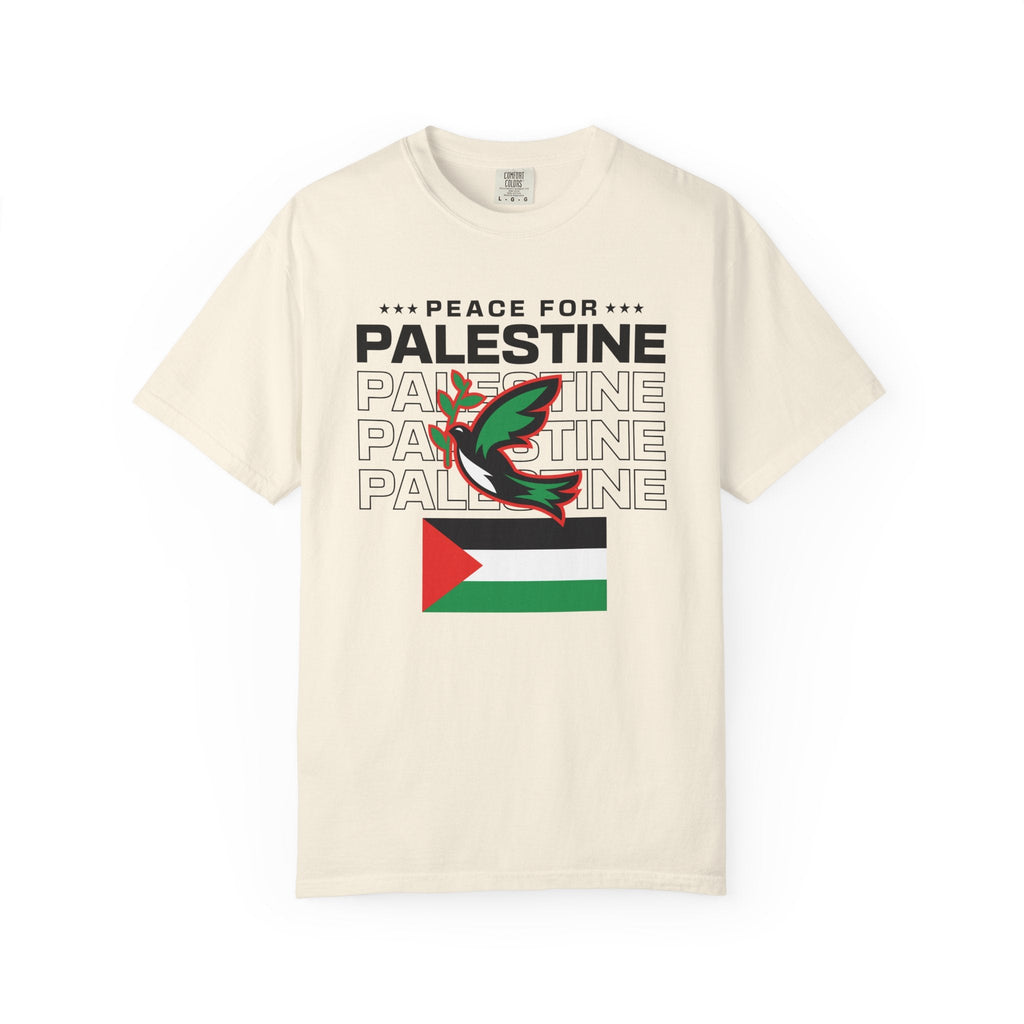 Peace for Palestine Unisex Garment-Dyed T-Shirt - Ivory / S