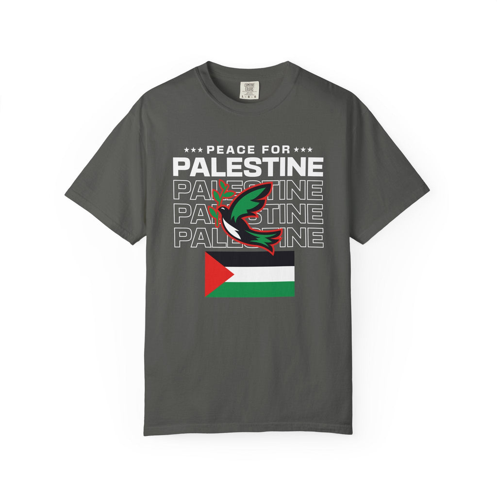 Peace for Palestine Unisex Garment-Dyed T-Shirt - Pepper / S