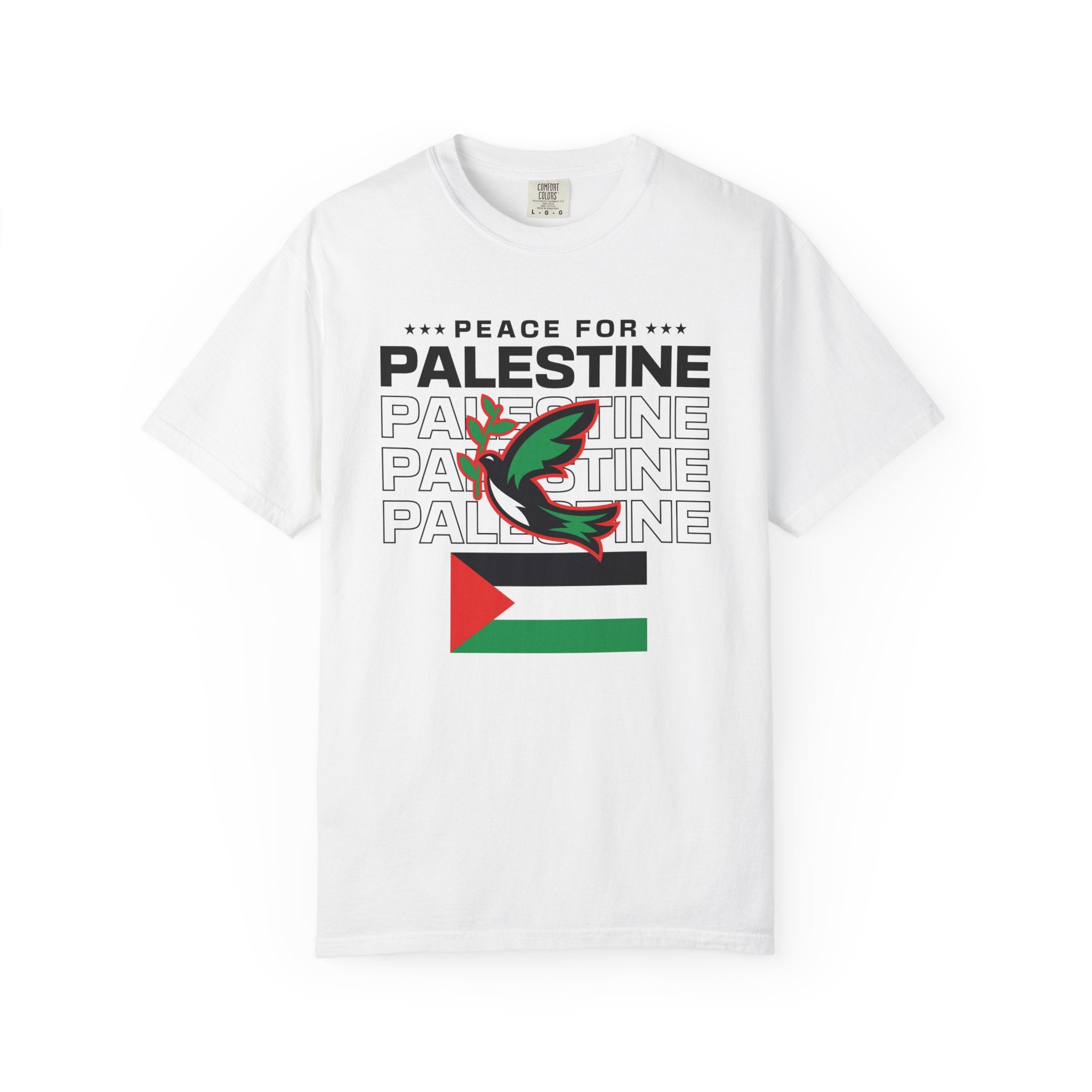 Peace for Palestine Unisex Garment-Dyed T-Shirt - White / S