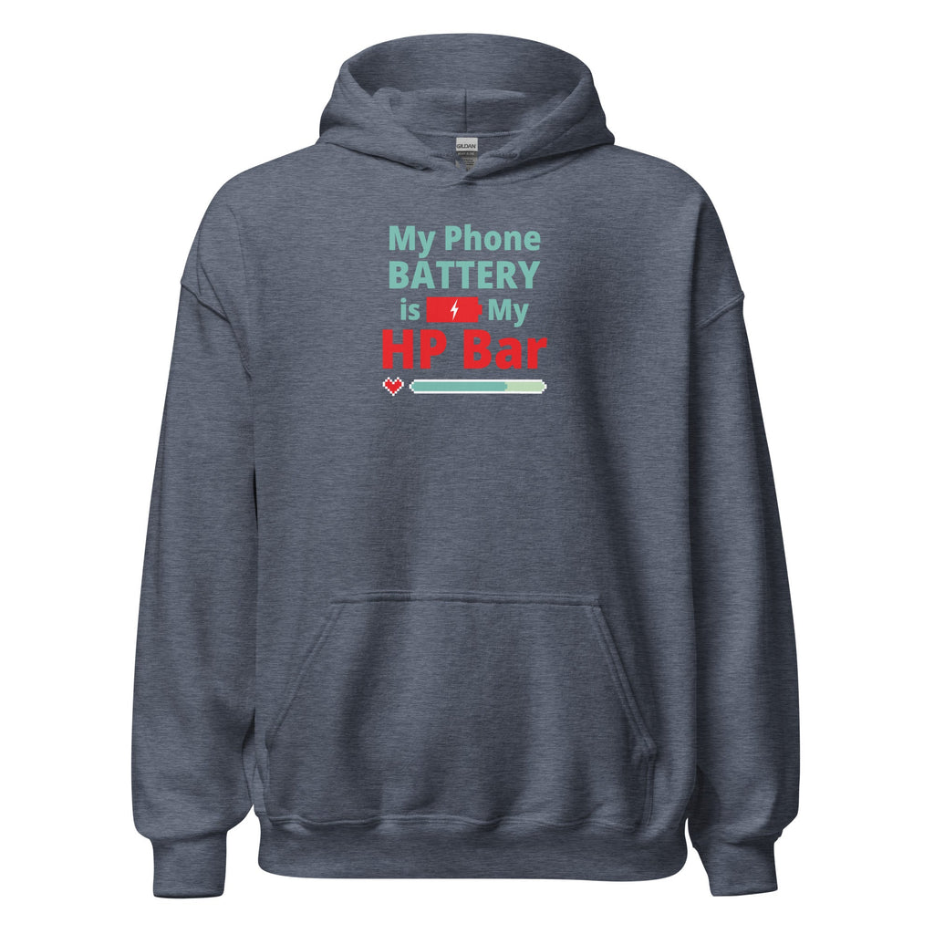 Gray hoodie with humorous, funny, witty anime otaku text design on a white background