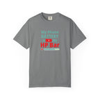 Gray t-shirt with humorous, funny, witty anime otaku text design on a white background