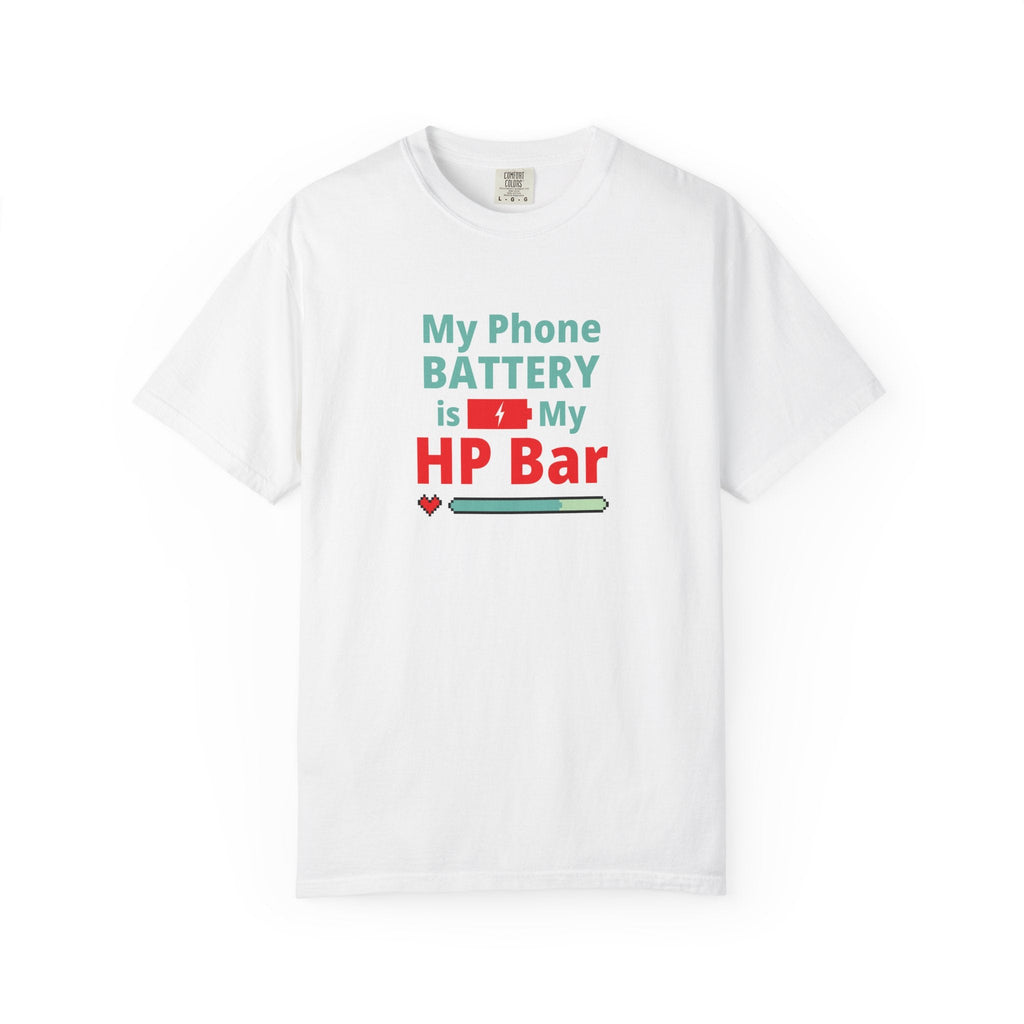 White t-shirt with humorous, funny, witty anime otaku text design on a white background