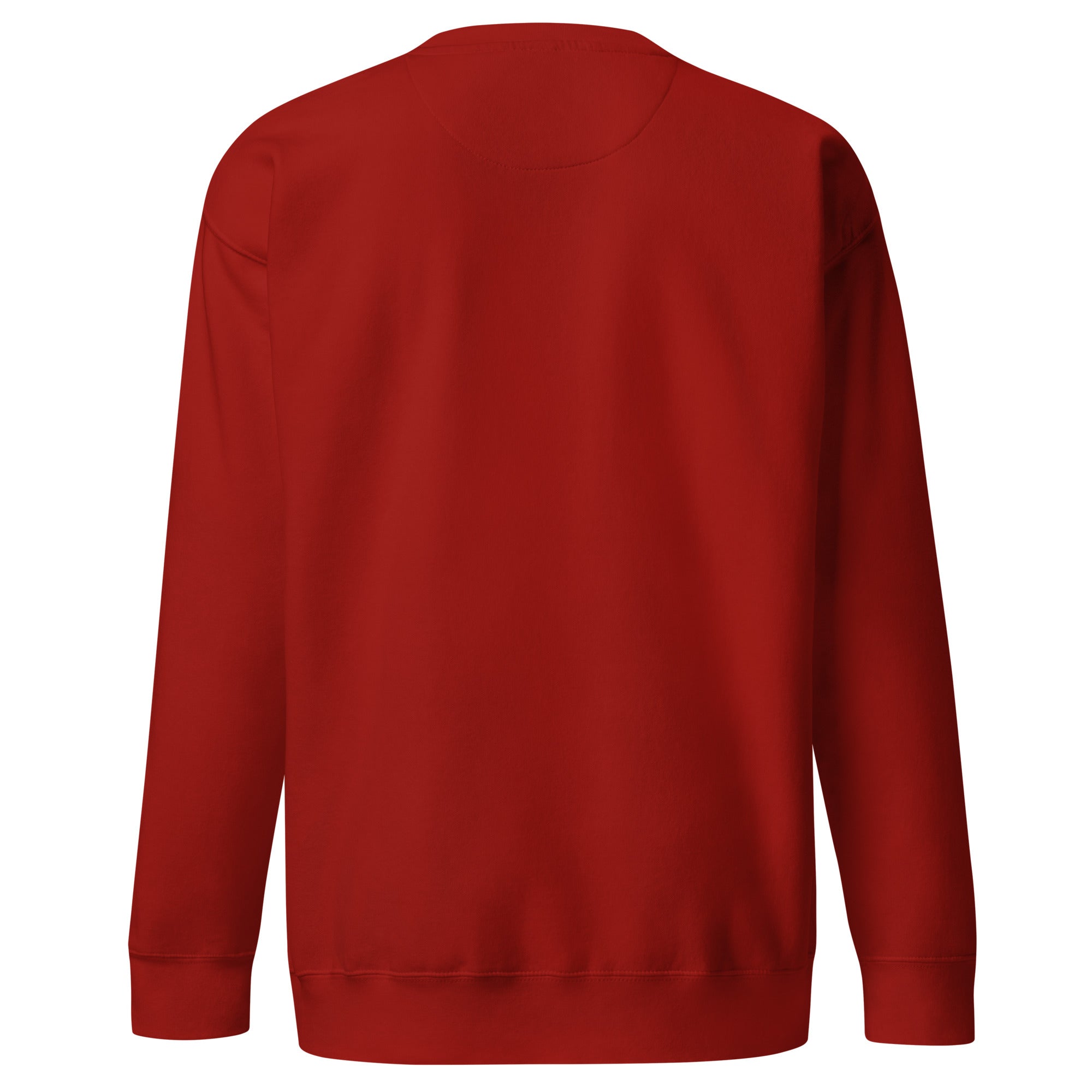  back view of a cardinal red sweatshirt on white background