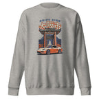 sport grey sweatshirt with a Drift King Japanese Porsche Car Graphic design against a white background