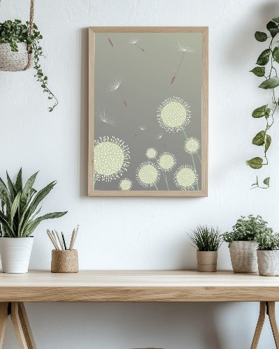 Dandelion Dream Digital Download | Boho Floral Wall Art Print - Poster