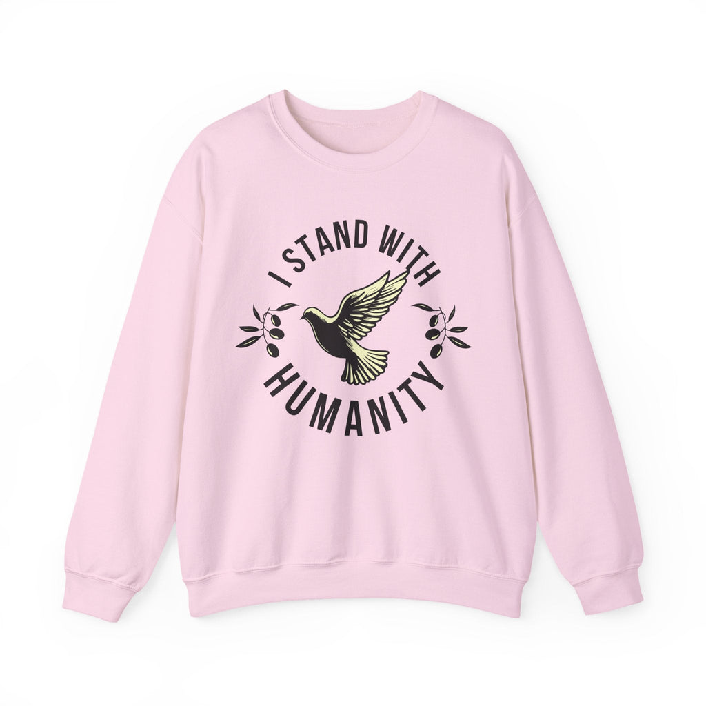 I Stand With Humanity Crewneck Sweatshirt - S / Light Pink