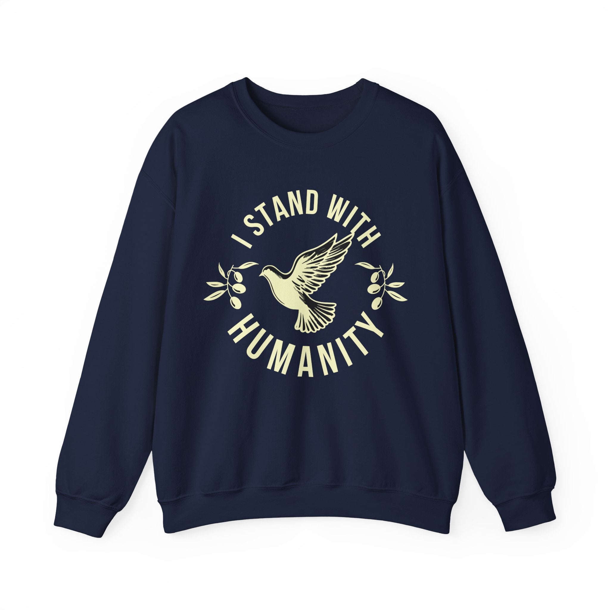 I Stand With Humanity Crewneck Sweatshirt - S / Navy