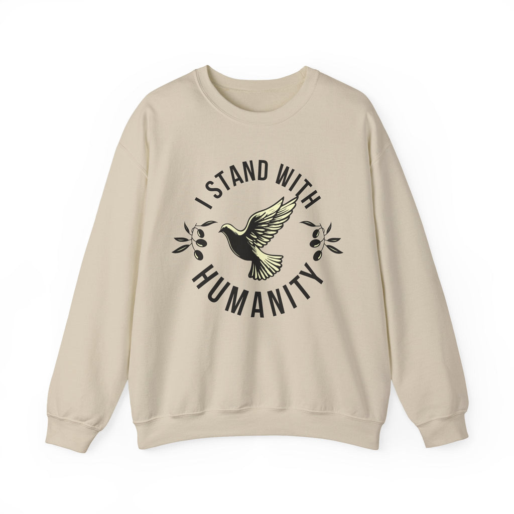I Stand With Humanity Crewneck Sweatshirt - S / Sand