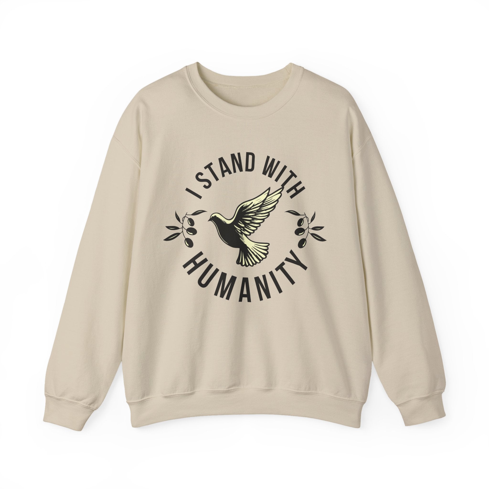 I Stand With Humanity Crewneck Sweatshirt - S / Sand