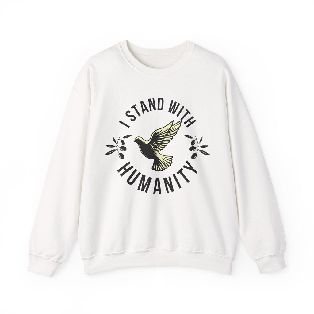 I Stand With Humanity Crewneck Sweatshirt - S / White
