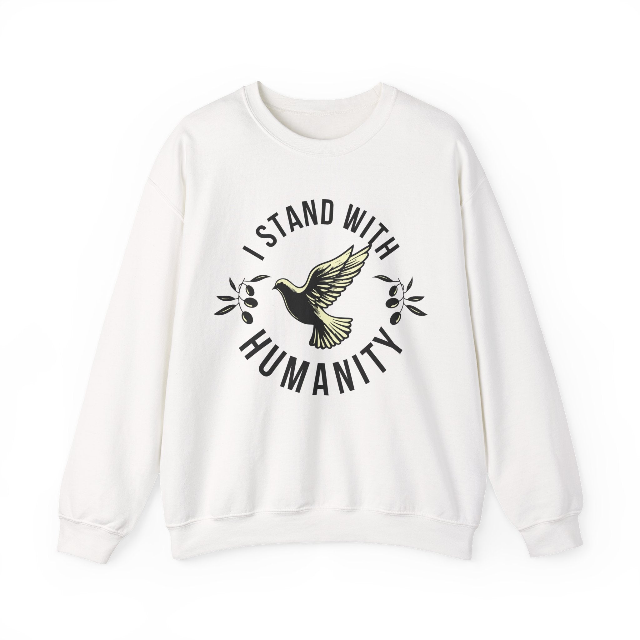 I Stand With Humanity Crewneck Sweatshirt - S / White