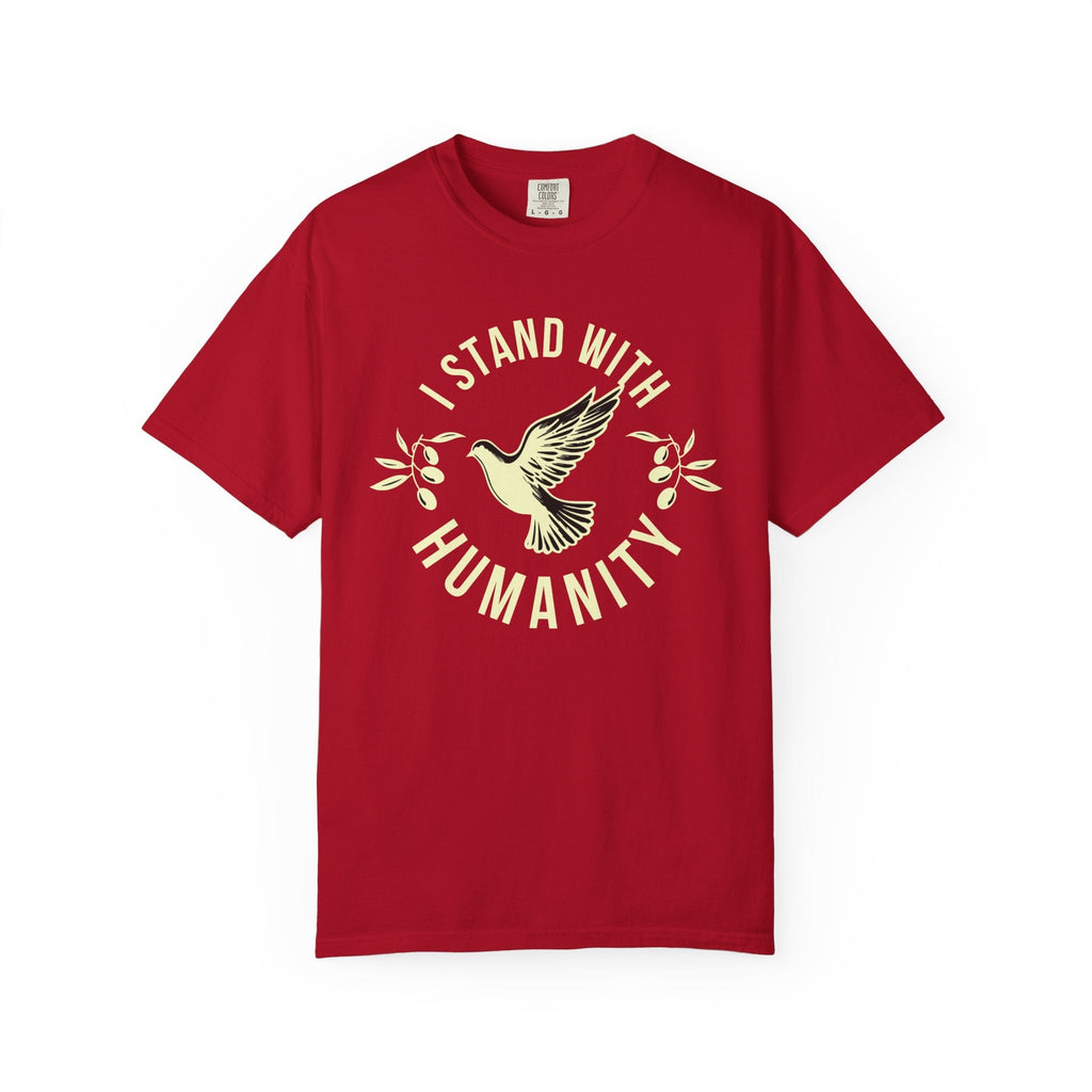 I Stand with Humanity Unisex Garment-Dyed T-Shirt - Red / S
