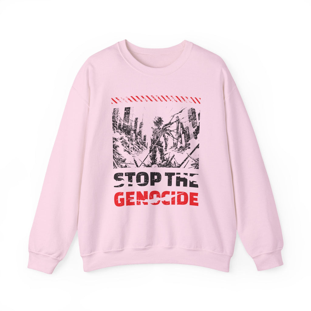 Stop the Genocide Crewneck Sweatshirt - S / Light Pink