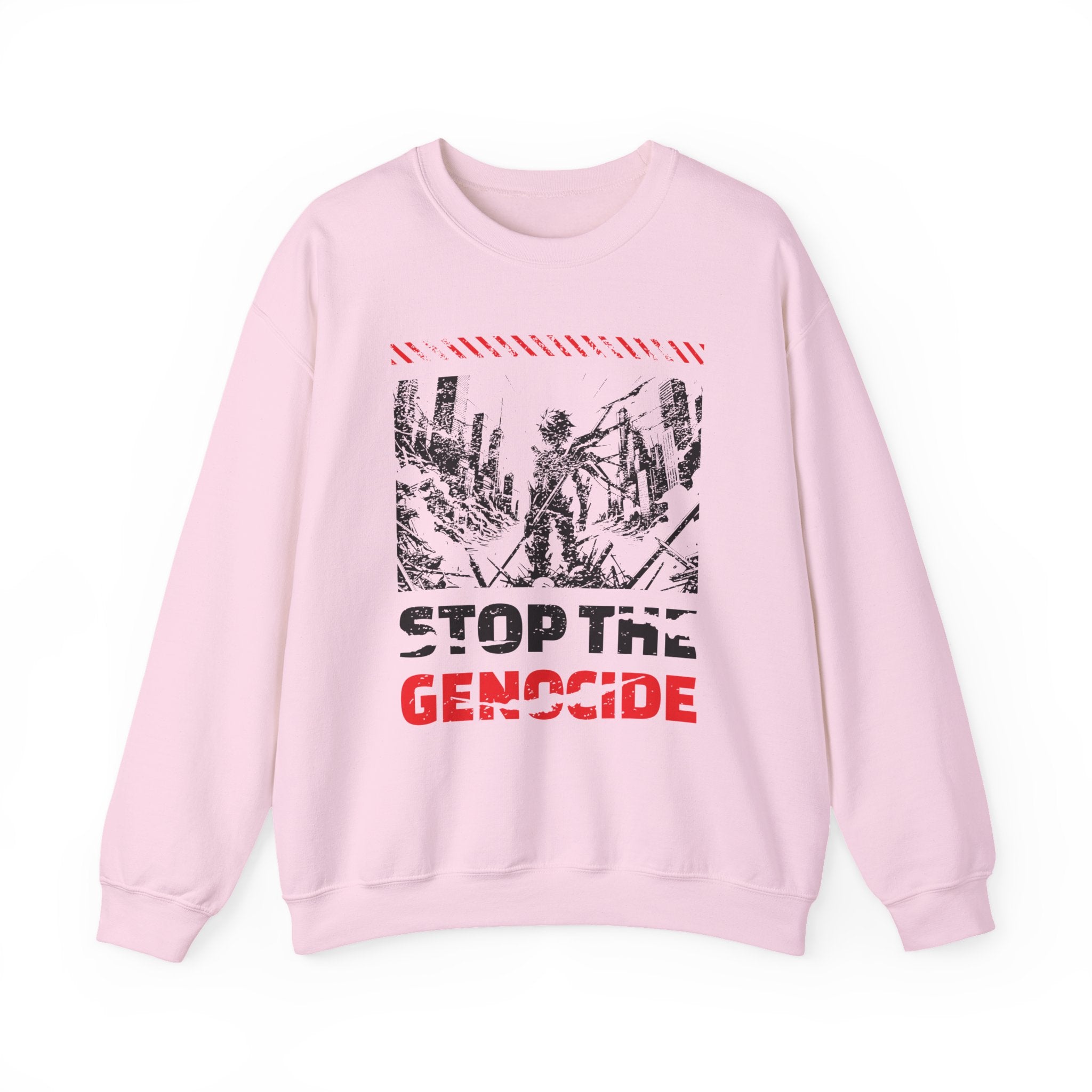 Stop the Genocide Crewneck Sweatshirt - S / Light Pink