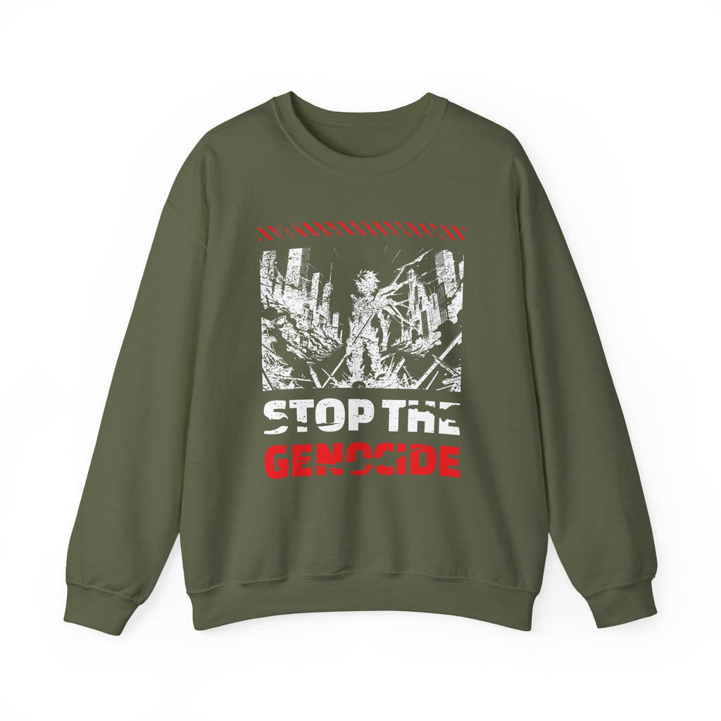 Stop the Genocide Crewneck Sweatshirt - S / Military Green