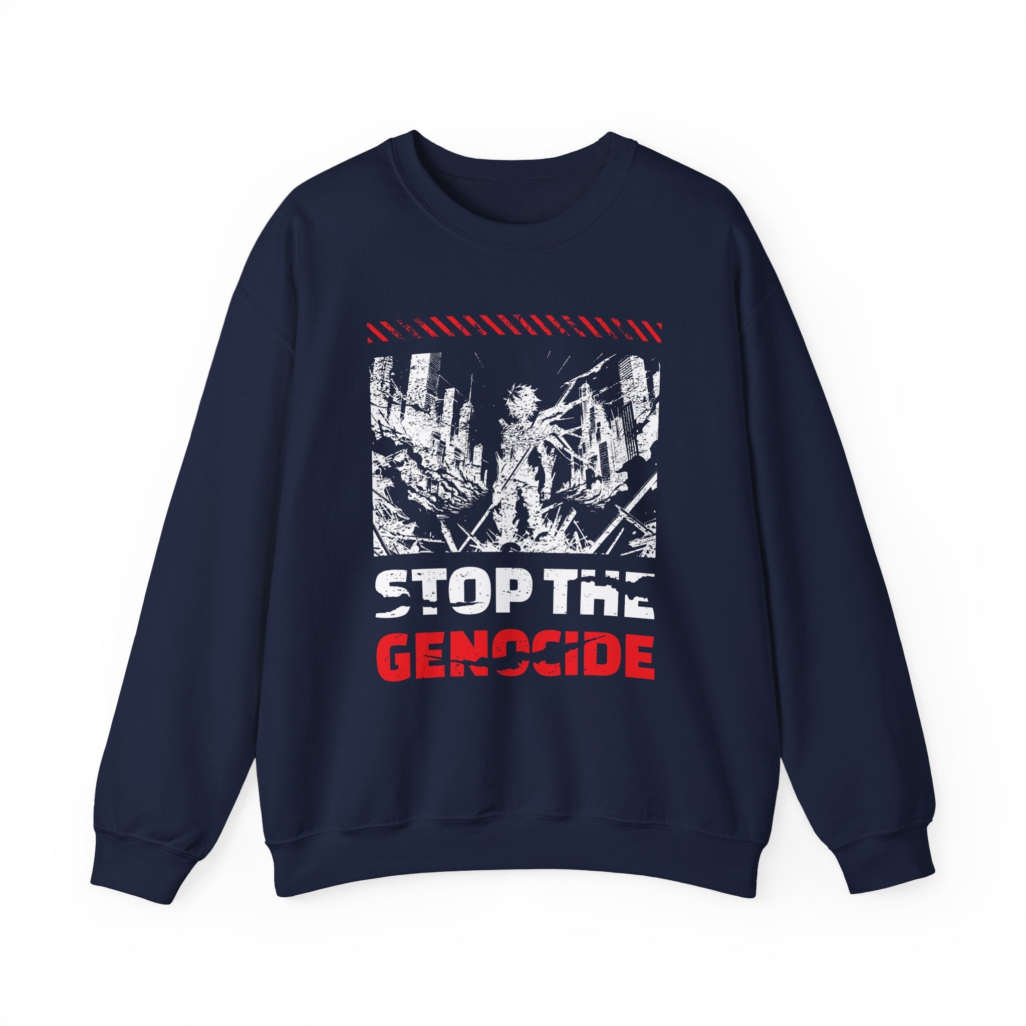 Stop the Genocide Crewneck Sweatshirt - S / Navy
