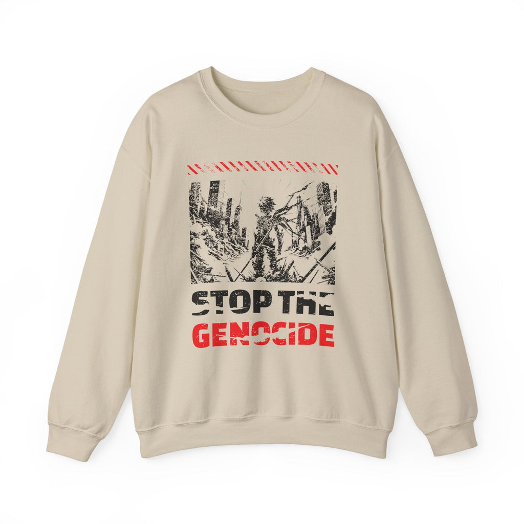 Stop the Genocide Crewneck Sweatshirt - S / Sand
