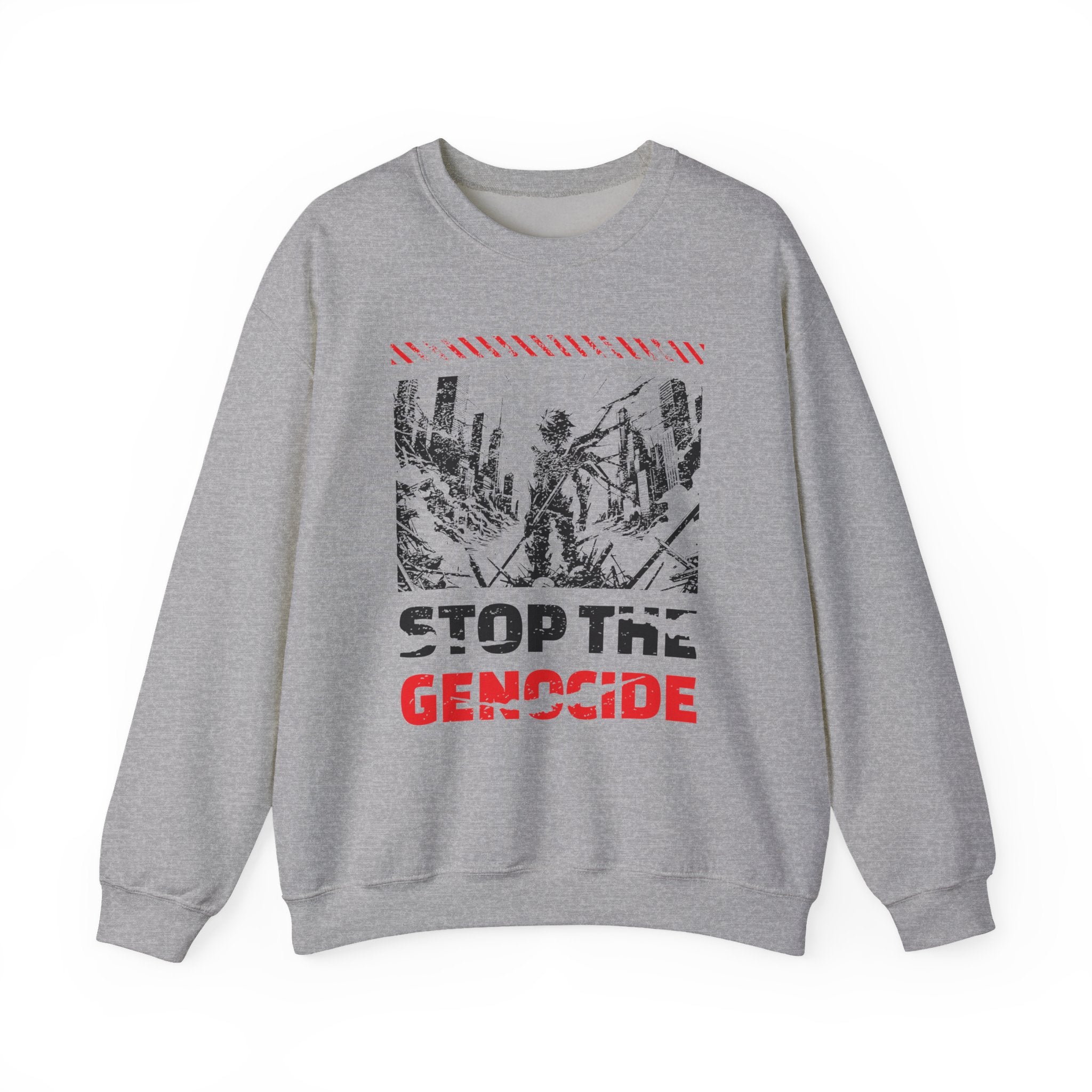 Stop the Genocide Crewneck Sweatshirt - S / Sport Grey