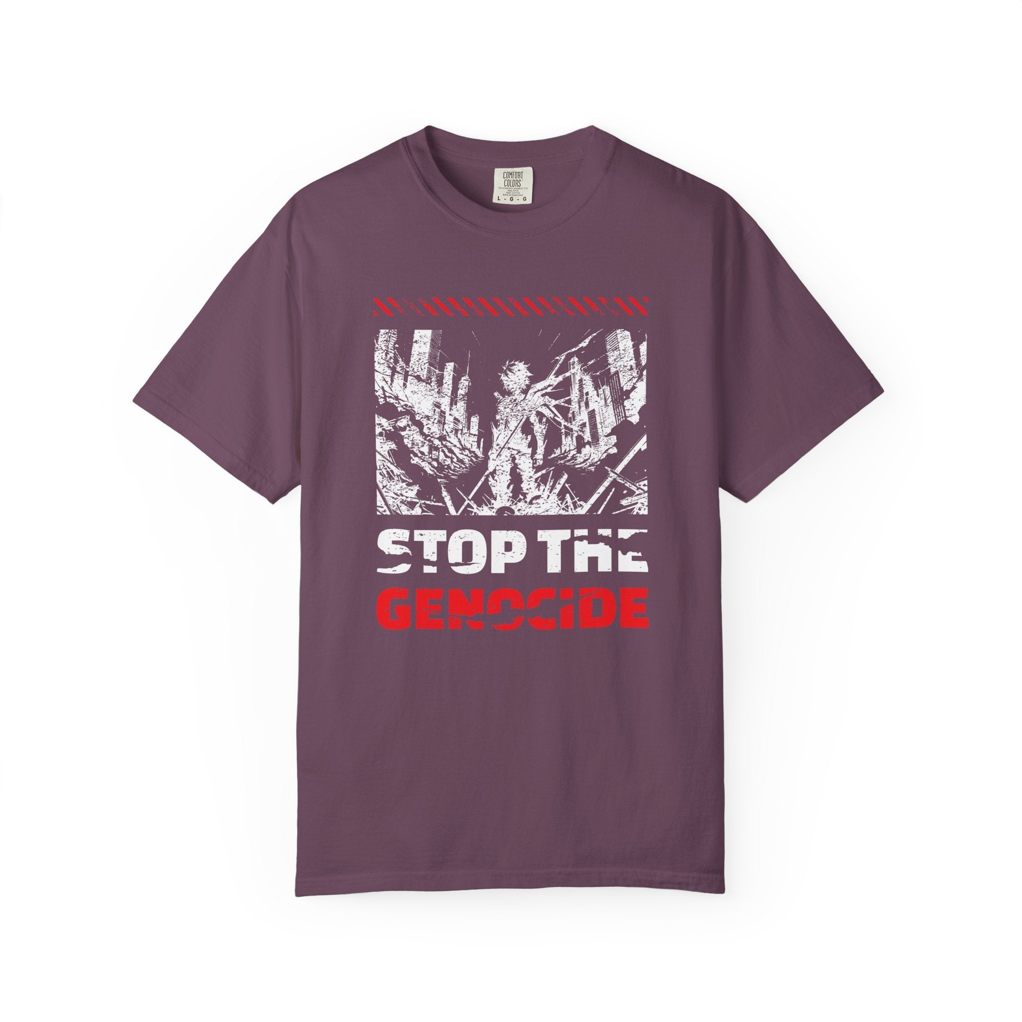 Stop the Genocide Unisex Garment-Dyed T-Shirt - Berry / S
