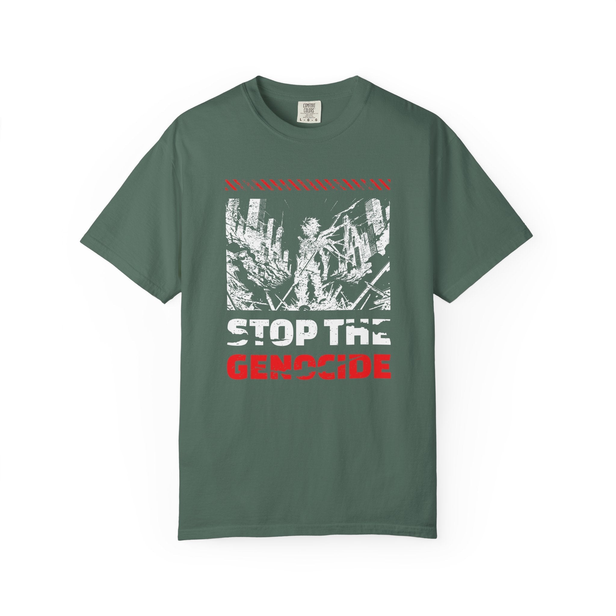 Stop the Genocide Unisex Garment-Dyed T-Shirt - Blue Spruce / S