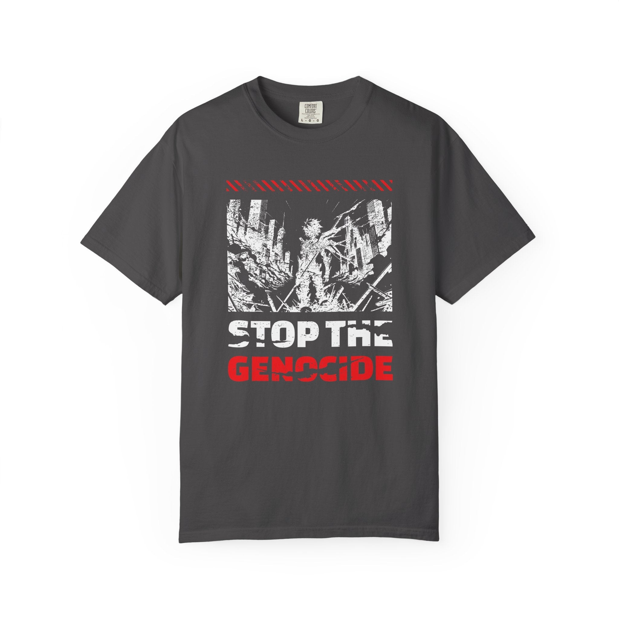 Stop the Genocide Unisex Garment-Dyed T-Shirt - Graphite / S