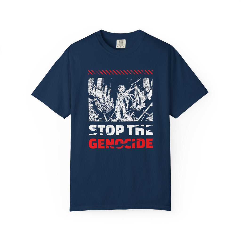 Stop the Genocide Unisex Garment-Dyed T-Shirt - Navy / S