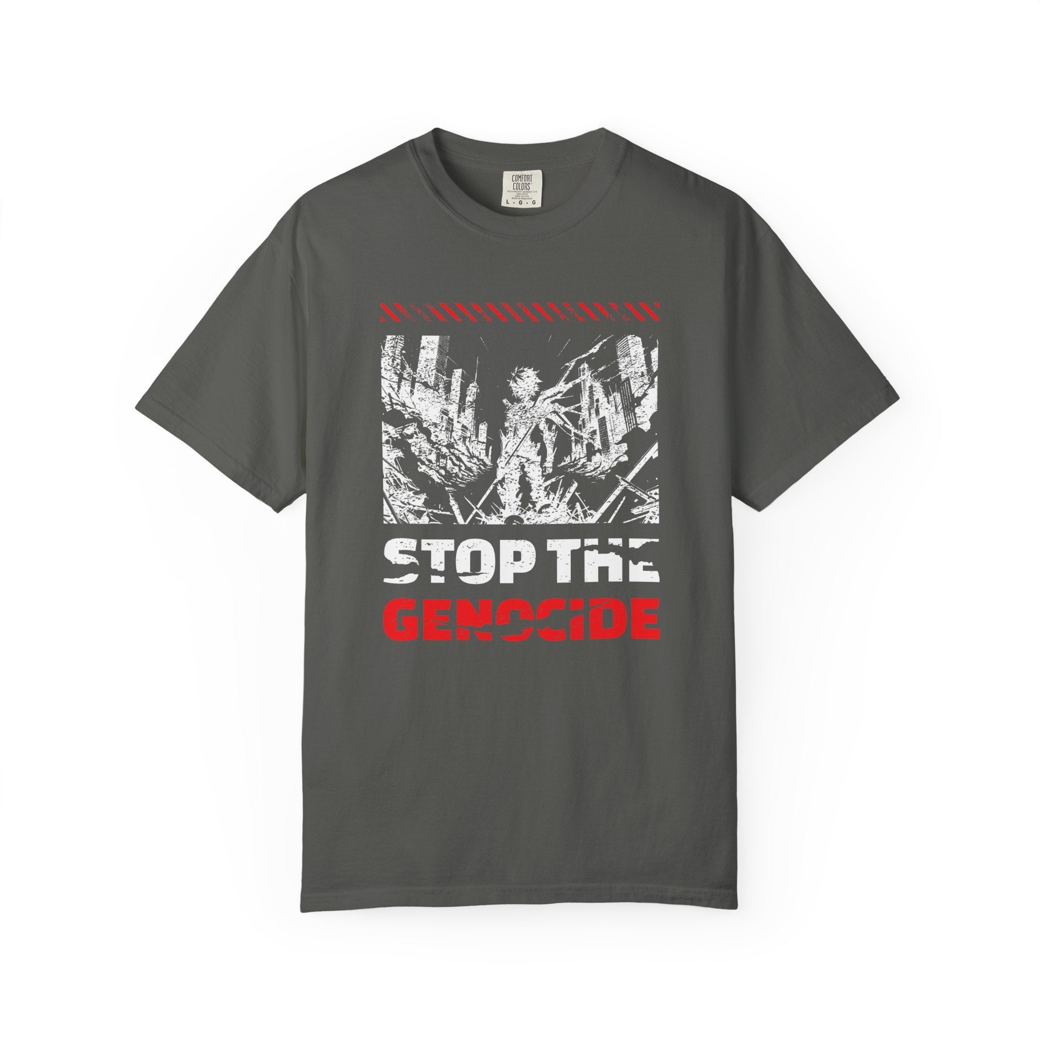 Stop the Genocide Unisex Garment-Dyed T-Shirt - Pepper / S