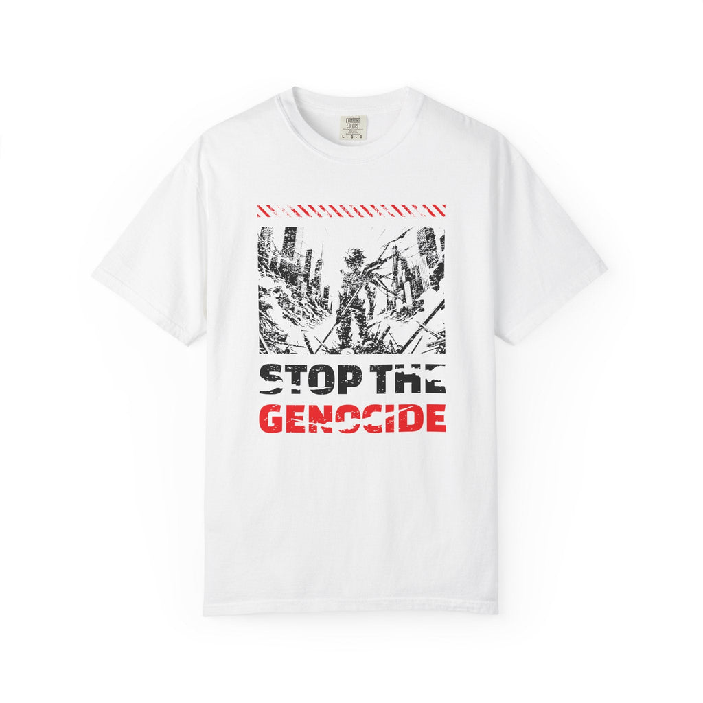 Stop the Genocide Unisex Garment-Dyed T-Shirt - White / S