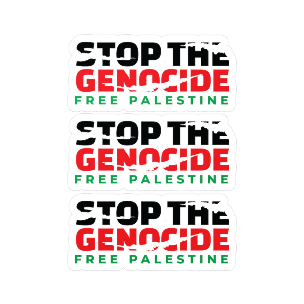 Stop the Genocide Vinyl Sticker - 3’’ x 4’’ / Kiss-Cut / Satin - Paper products