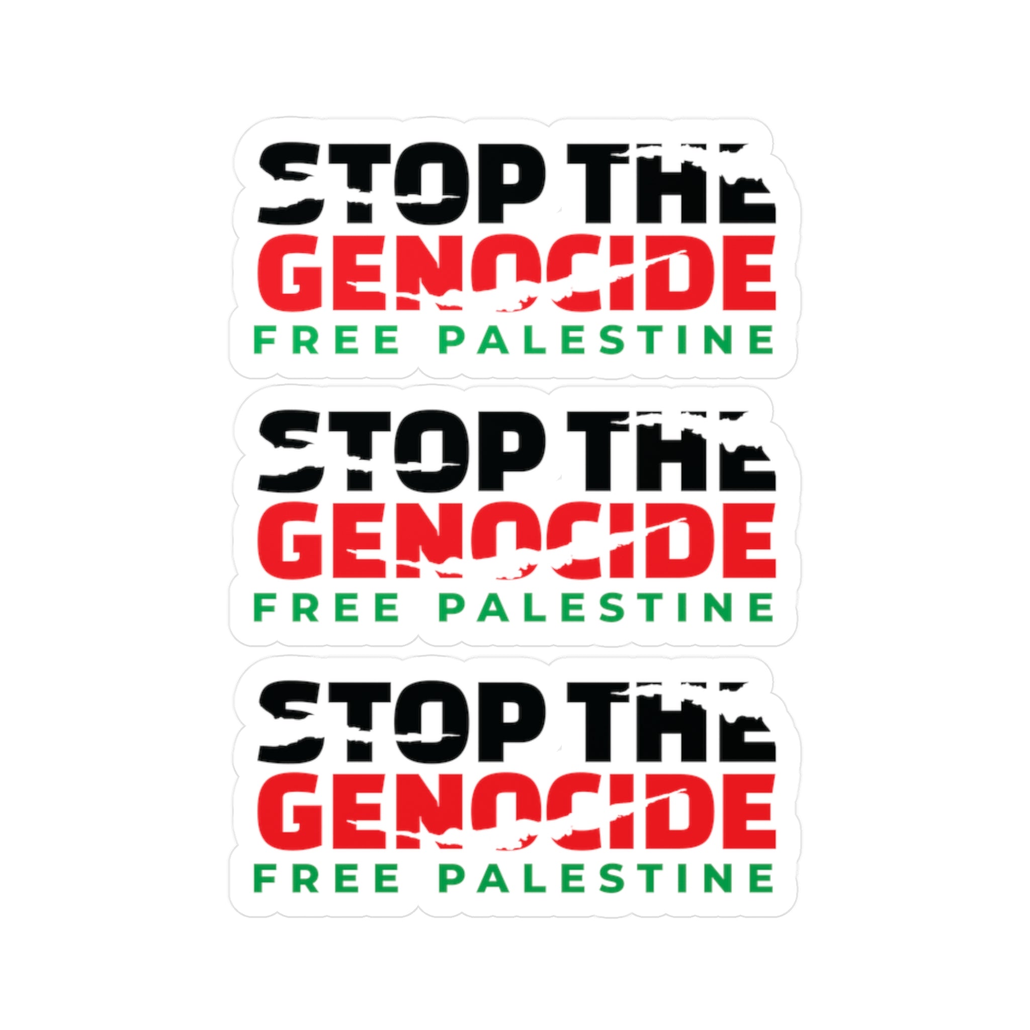 Stop the Genocide Vinyl Sticker - 3’’ x 4’’ / Kiss-Cut / Satin - Paper products