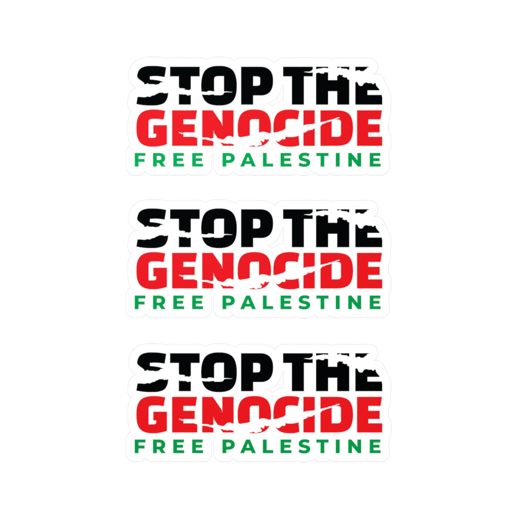 Stop the Genocide Vinyl Sticker - 4’’ x 6’’ / Kiss-Cut / Satin - Paper products