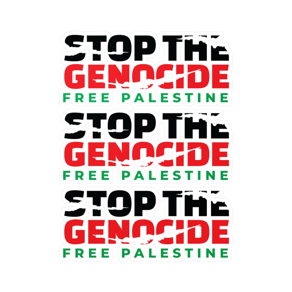 Stop the Genocide Vinyl Sticker - 6’’ x 8’’ / Kiss-Cut / Satin - Paper products