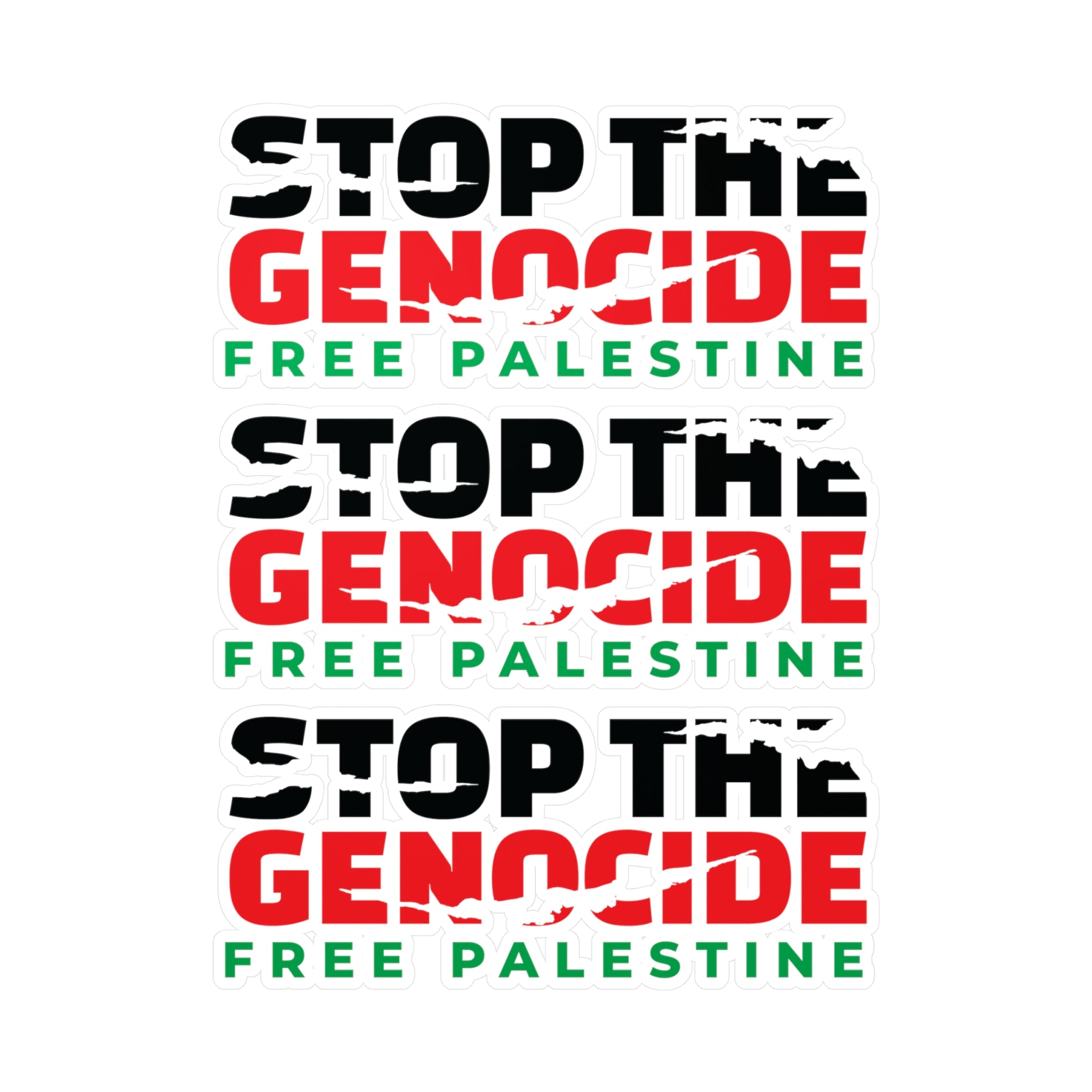Stop the Genocide Vinyl Sticker - 8’’ x 10’’ / Kiss-Cut / Satin - Paper products