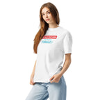 Woman wearing a white t-shirt with text design 'DO NOT DISTURB The Season FINALE is On' on a white background