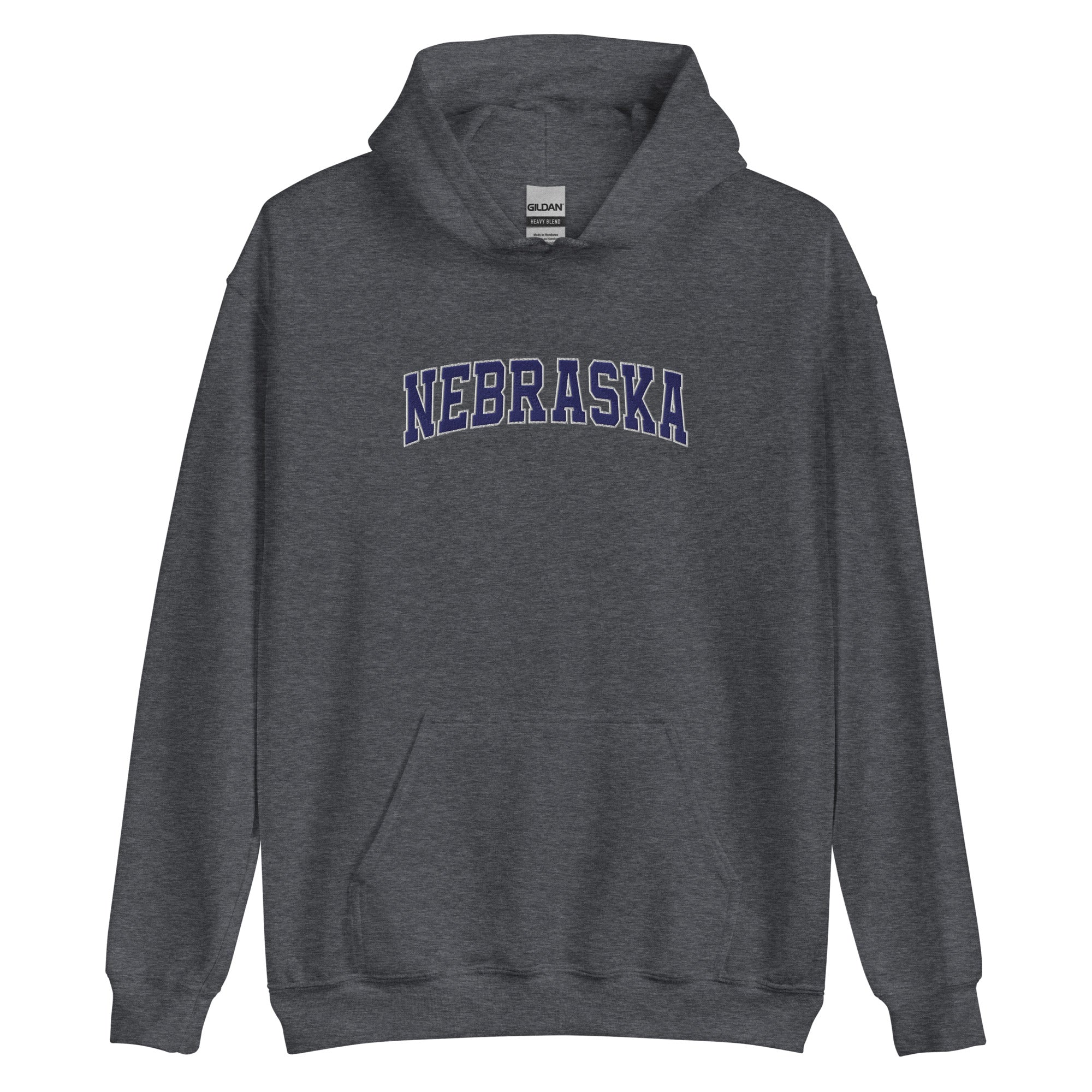 Nebraska Vintage Varsity Embroidered Classic Hoodie - Dark Heather / S