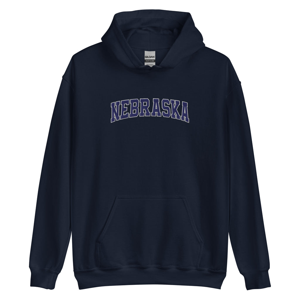 Nebraska Vintage Varsity Embroidered Classic Hoodie - Navy / S