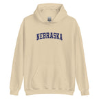 Nebraska Vintage Varsity Embroidered Classic Hoodie - Sand / S
