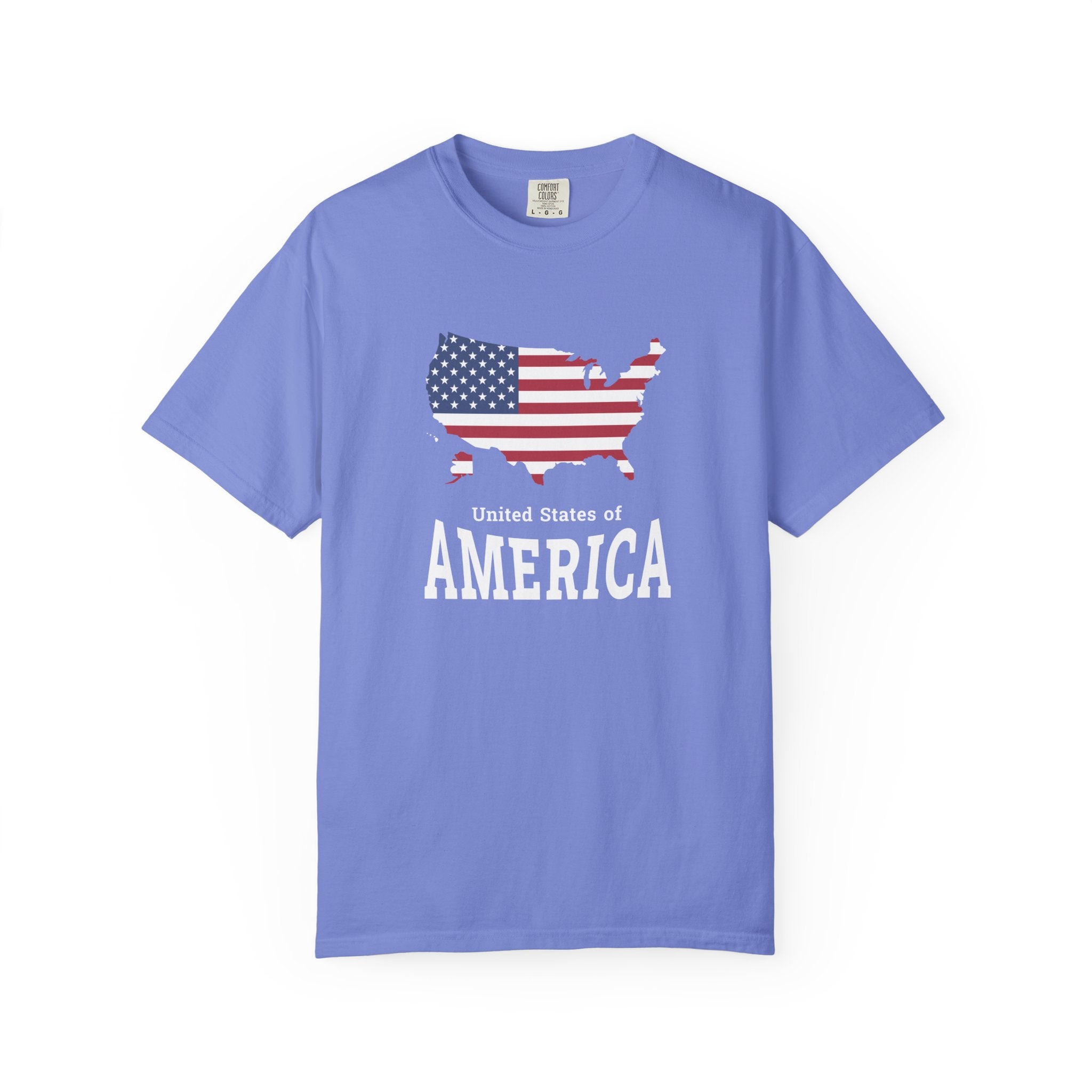 USA Map of America T-Shirt - Flo Blue / S