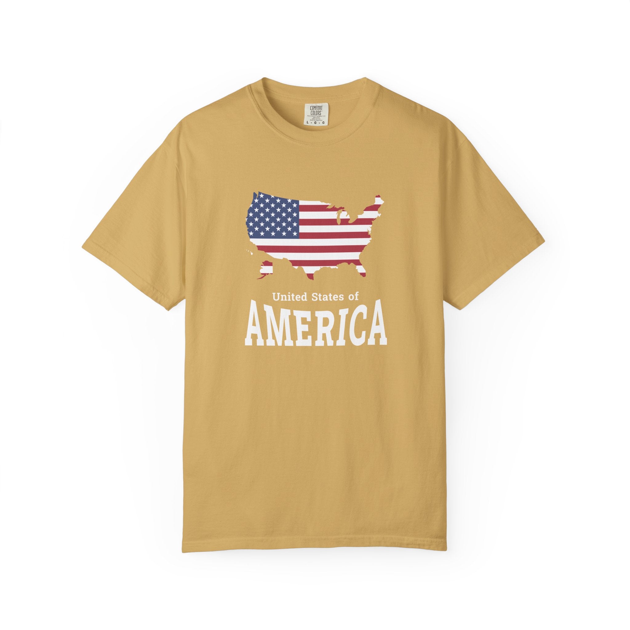 USA Map of America T-Shirt - Mustard / S
