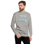Man wearing a gray sweatshirt with 'Waiting for the System to Activate' text and loading bar design on a white background
