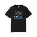Black t-shirt with 'Waiting for the System to Activate' text on a white background